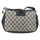 GUCCI GG Supreme Sherry Line Shoulder Bag PVC Navy Gold 116 02 076 Auth 146977-2