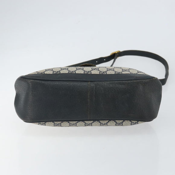 GUCCI GG Supreme Sherry Line Shoulder Bag PVC Navy Gold 116 02 076 Auth 146977