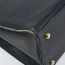 Salvatore Ferragamo Gancini Tote Bag Leather Navy Gold Auth 146978-16