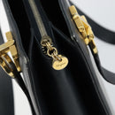 Salvatore Ferragamo Gancini Tote Bag Leather Navy Gold Auth 146978-10