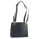 Salvatore Ferragamo Gancini Tote Bag Leather Navy Gold Auth 146978-1