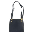 Salvatore Ferragamo Gancini Tote Bag Leather Navy Gold Auth 146978-13