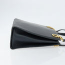 Salvatore Ferragamo Gancini Tote Bag Leather Navy Gold Auth 146978-3