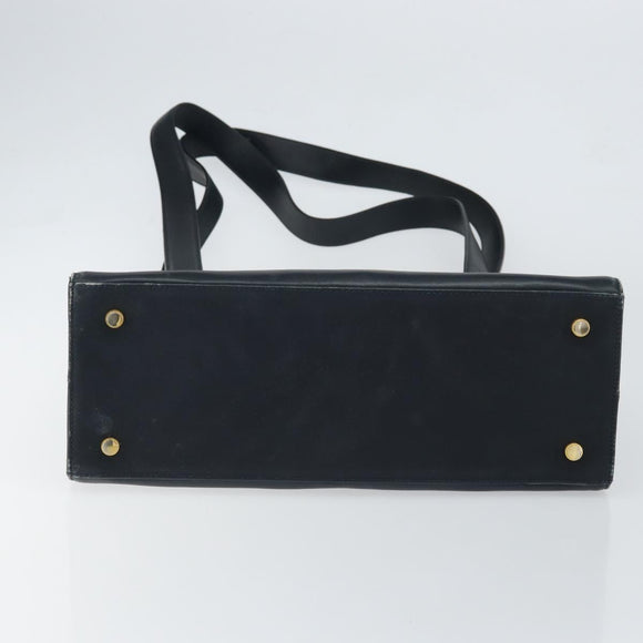 Salvatore Ferragamo Gancini Tote Bag Leather Navy Gold Auth 146978