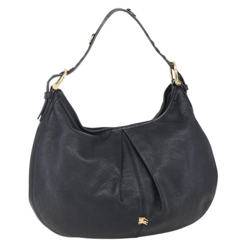 BURBERRY Shoulder Bag Leather Black Gold Auth 146979