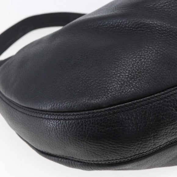 BURBERRY Shoulder Bag Leather Black Gold Auth 146979