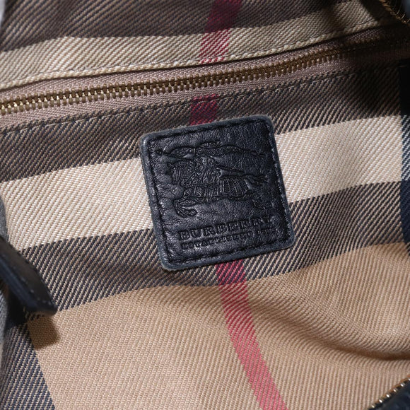 BURBERRY Shoulder Bag Leather Black Gold Auth 146979