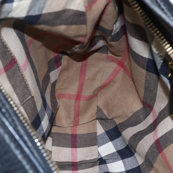 BURBERRY Shoulder Bag Leather Black Gold Auth 146979