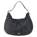 BURBERRY Shoulder Bag Leather Black Gold Auth 146979-13