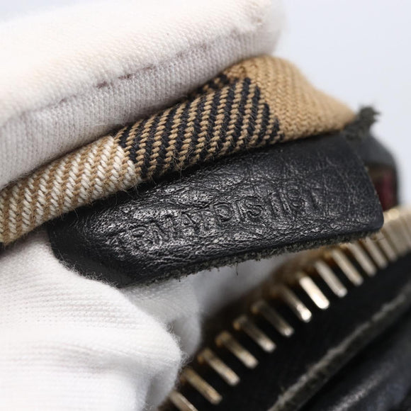 BURBERRY Shoulder Bag Leather Black Gold Auth 146979