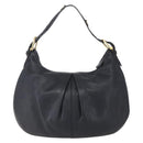 BURBERRY Shoulder Bag Leather Black Gold Auth 146979-2