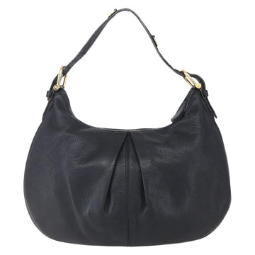 BURBERRY Shoulder Bag Leather Black Gold Auth 146979 - 0