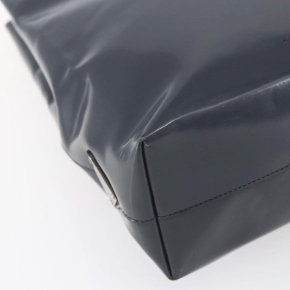 PRADA Tote Bag Enamel Gray Silver Auth 146980