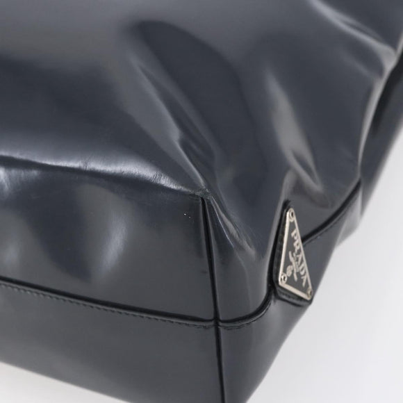 PRADA Tote Bag Enamel Gray Silver Auth 146980