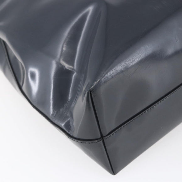 PRADA Tote Bag Enamel Gray Silver Auth 146980