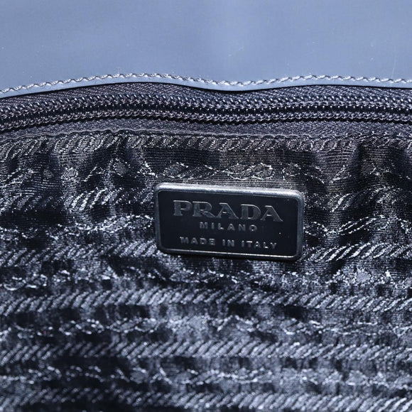 PRADA Tote Bag Enamel Gray Silver Auth 146980