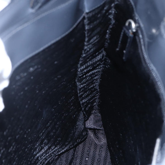 PRADA Tote Bag Enamel Gray Silver Auth 146980