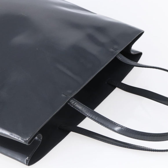 PRADA Tote Bag Enamel Gray Silver Auth 146980