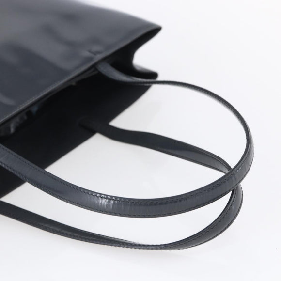 PRADA Tote Bag Enamel Gray Silver Auth 146980