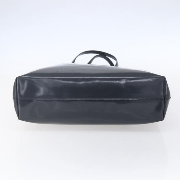 PRADA Tote Bag Enamel Gray Silver Auth 146980