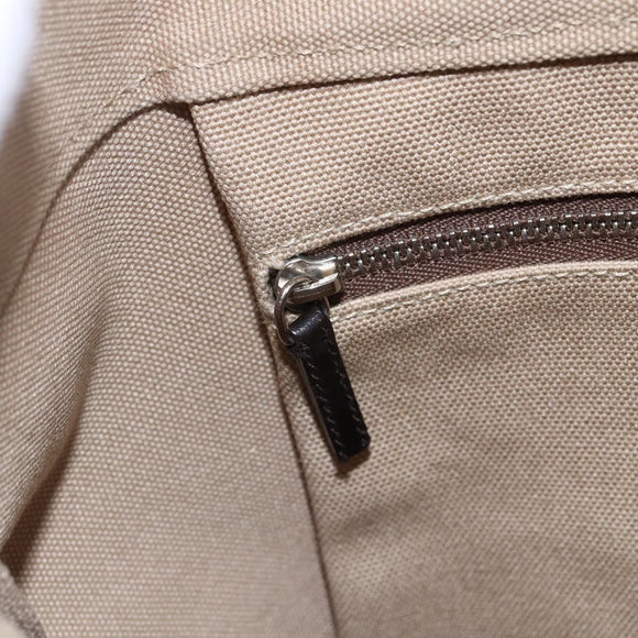 PRADA Hand Bag Canvas Beige Silver Auth 146982