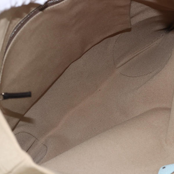 PRADA Hand Bag Canvas Beige Silver Auth 146982