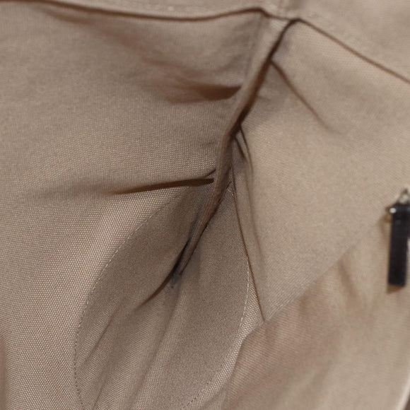 PRADA Hand Bag Canvas Beige Silver Auth 146982