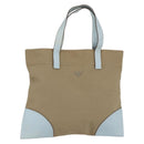 PRADA Hand Bag Canvas Beige Silver Auth 146982-1