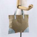PRADA Hand Bag Canvas Beige Silver Auth 146982-22