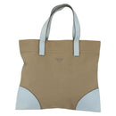 PRADA Hand Bag Canvas Beige Silver Auth 146982-13