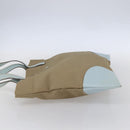 PRADA Hand Bag Canvas Beige Silver Auth 146982-3