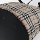 BURBERRY Nova Check Tote Bag Nylon Beige Silver Auth 146983-9