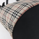 BURBERRY Nova Check Tote Bag Nylon Beige Silver Auth 146983-14