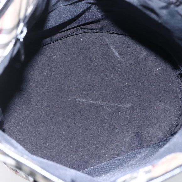 BURBERRY Nova Check Tote Bag Nylon Beige Silver Auth 146983