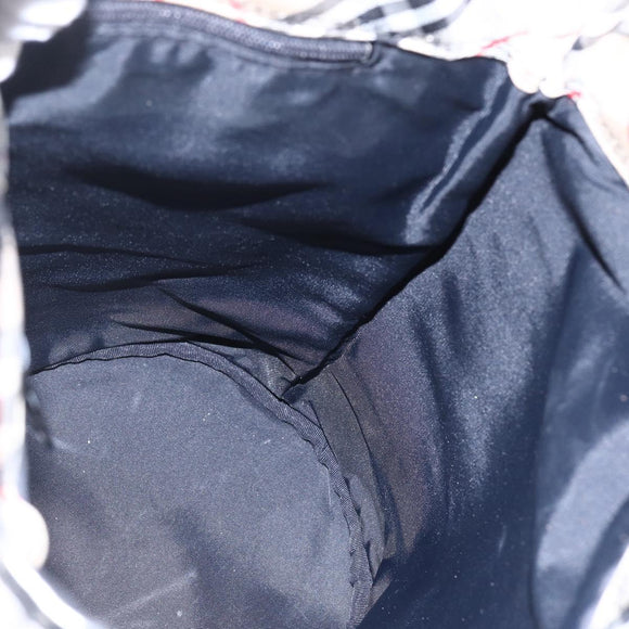 BURBERRY Nova Check Tote Bag Nylon Beige Silver Auth 146983