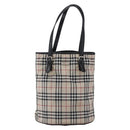 BURBERRY Nova Check Tote Bag Nylon Beige Silver Auth 146983-13