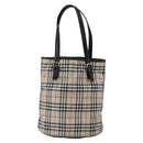 BURBERRY Nova Check Tote Bag Nylon Beige Silver Auth 146983-2