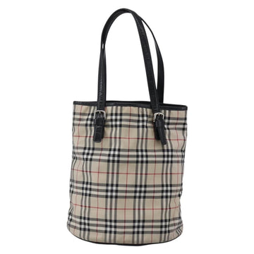 BURBERRY Nova Check Tote Bag Nylon Beige Silver Auth 146983 - 0