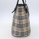 BURBERRY Nova Check Tote Bag Nylon Beige Silver Auth 146983-4