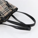 BURBERRY Nova Check Tote Bag Nylon Beige Silver Auth 146983-7
