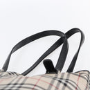 BURBERRY Nova Check Tote Bag Nylon Beige Silver Auth 146983-8