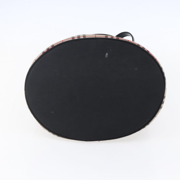 BURBERRY Nova Check Tote Bag Nylon Beige Silver Auth 146983