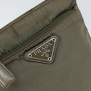 PRADA Shoulder Bag Nylon Khaki Silver Auth 146984-17