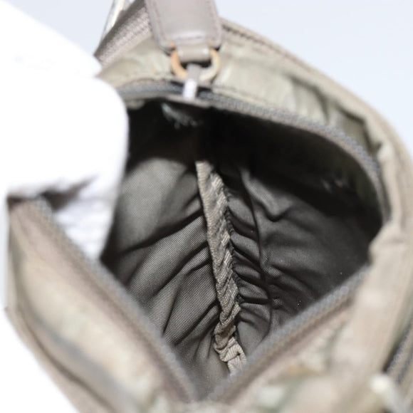 PRADA Shoulder Bag Nylon Khaki Silver Auth 146984