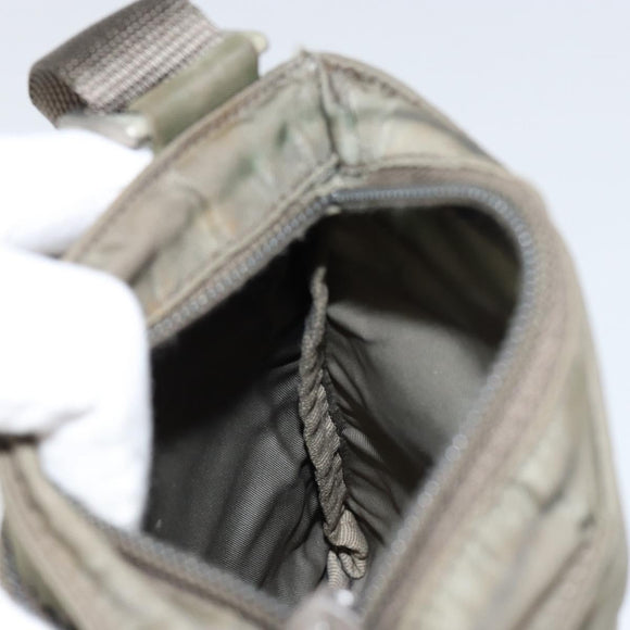 PRADA Shoulder Bag Nylon Khaki Silver Auth 146984