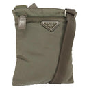 PRADA Shoulder Bag Nylon Khaki Silver Auth 146984-1
