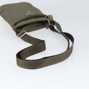 PRADA Shoulder Bag Nylon Khaki Silver Auth 146984-7
