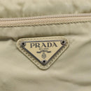 PRADA Shoulder Bag Nylon Beige Silver Auth 146997-18