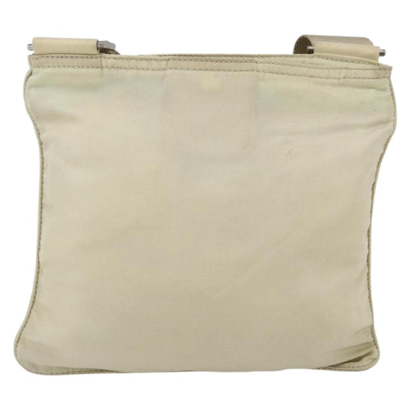PRADA Shoulder Bag Nylon Beige Silver Auth 146997