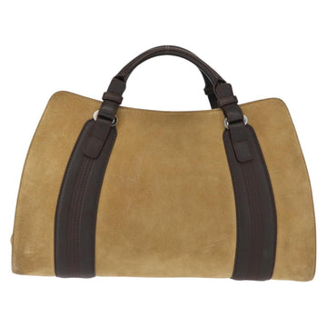 LOEWE Anagram Hand Bag Suede Beige Gold Auth 146998 - 0